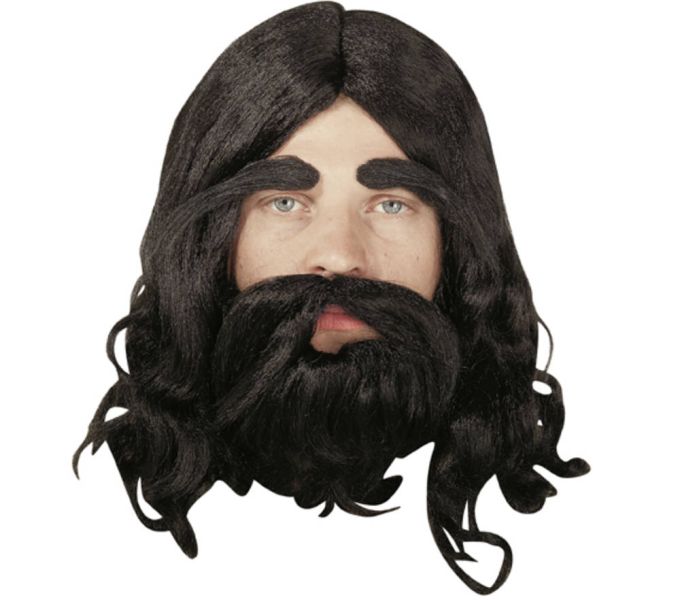 Περούκα με μούσι και μουστάκι JESUS ΜΑΥΡΗ