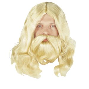 Περούκα με μουστάκι & μούσι JESUS ξανθιά